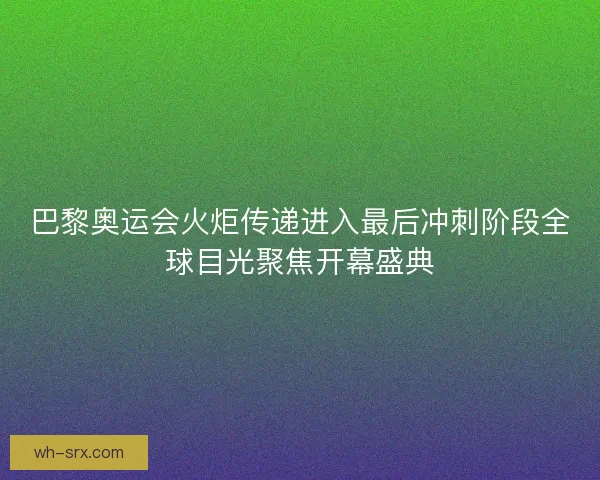 巴黎奥运会火炬传递进入最后冲刺阶段全球目光聚焦开幕盛典